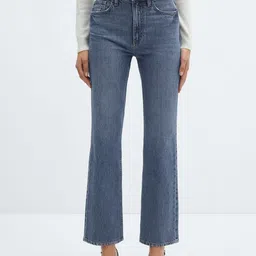 MANGO Women Pure Cotton Straight Fit Jeans-picture-41