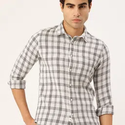 Integriti Pure Cotton Slim Fit Checked Knitted Casual Shirt-picture-15