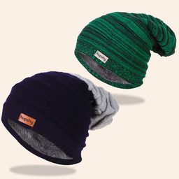hupshy Men Green & Navy Blue Beanie-picture-6