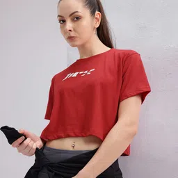 HRX by Hrithik Roshan Lifestyle Brand Logo Printed Crop T-shirt-picture-23