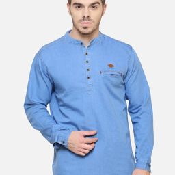 Kuons Avenue Men Blue Solid Straight Kurta-picture-20