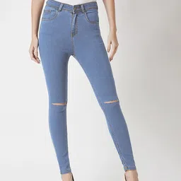 DOLCE CRUDO Skinny Fit High Rise Slash Knee Jeans-picture-41