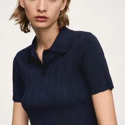 MANGO Ribbed Polo Collar T-shirt image 1