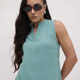 The Roadster Life Co. Mandarin Collar Pure Cotton Top-picture-26