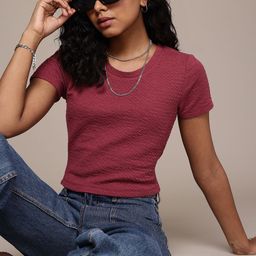 Roadster Women Self Design Regular Fit Casual Crop Top-picture-13