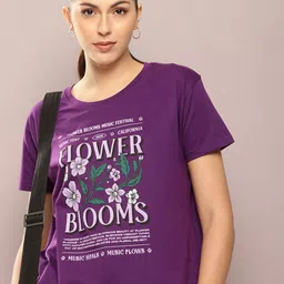 DILLINGER Women Typography Printed Pure Cotton Boxy T-shirt-image-51