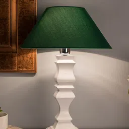 Homesake Green Solid Classic Cube Cut Handcrafted Table Lamp with Shade-image-64