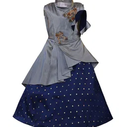 Wish Karo Girls Grey Printed Maxi Dress-image-20