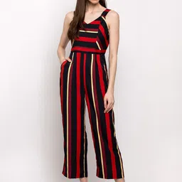 Slenor Women Multicoloured Striped Culotte Jumpsuit-image-82