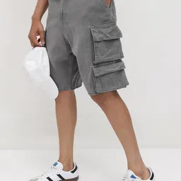 The Roadster Life Co. Men Skater Fit Denim Cargo Shorts-picture-37