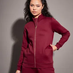 SASSAFRAS Maroon Mock Collar Bomber Jacket-picture-46