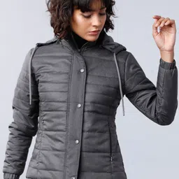 Tokyo Talkies Women Black Solid Padded Jacket-image-60