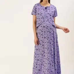 Nejo Printed Maxi Cotton Maternity Nightdress-picture-15