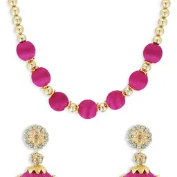 AKSHARA Girls Pink Gold-Plated Beaded Jewellery Set-picture-24