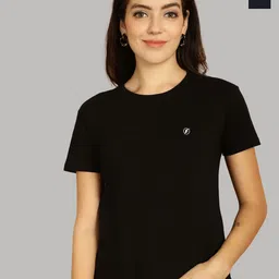 Friskers Women Black & Navy Blue 2 Slim Fit T-shirt-image-33