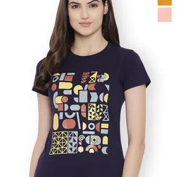Fabflee Women Multicoloured 3 Printed T-shirt-image-61