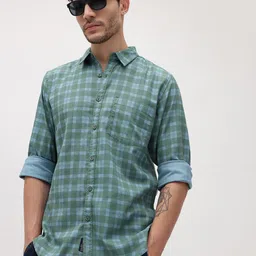 Roadster Men Grid Tattersall Checks Checked Casual Shirt-image-1