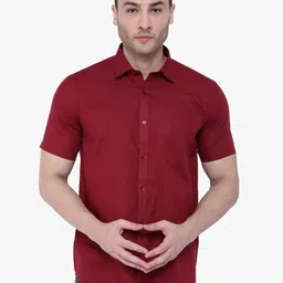 Southbay Men Maroon Custom Tailored Fit Solid Formal Shirt-image-57