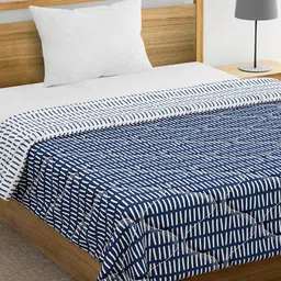 Divine Casa Navy Blue & White Striped Mild Winter 110 GSM Single Bed Comforter-picture-40