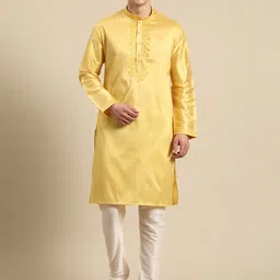 MANQ Men Floral Embroidered Sequinned Kurta with Pyjamas-picture-7