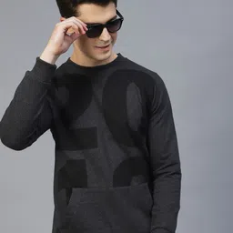 Rigo Men Charcoal Printed Fleece Sweatshirt-picture-36