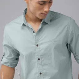Roadster Men Green Solid Slim Fit Casual Shirt-image-88