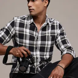 The Roadster Life Co. Pure Cotton Self Checked Casual Shirt-picture-24