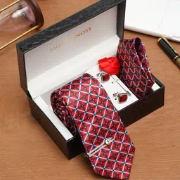 MUTAQINOTI Men Silk Necktie Accessory Gift Set-image-38