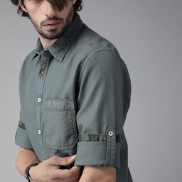 Roadster Men Grey Regular Fit Self Design Casual Shirt-picture-17