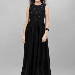Gipsy Women Black Solid Maxi Dress-picture-14