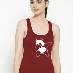 Friskers Women Maroon & White Printed Tank Top-image-76