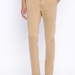 Basics Men Beige Tapered Fit Solid Regular Trousers-picture-31