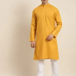 Anug by SOJANYA Men Mustard Yellow Kurta with Pyjamas-picture-35