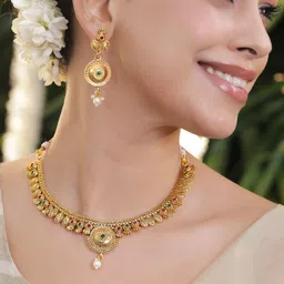 Rubans 18K Gold-Plated Stone-Studded & Beaded Jewellery Set-picture-55