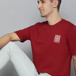 HERE&NOW Men Red Pure Cotton T-shirt-picture-19