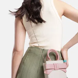DressBerry Colourblocked Handheld Bag with Bow Detail-image-61