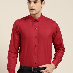 SOJANYA Men Rust Red Classic Regular Fit Solid Formal Shirt-picture-21