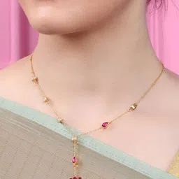 Unniyarcha 92.5 Silver Gold-Plated Stone Studded Necklace-picture-44