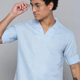 DENNISON Men Blue Solid Casual Kurta-image-26