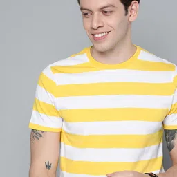 Mast & Harbour Men Yellow & White Striped T-shirt-picture-17
