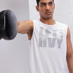 HRX by Hrithik Roshan Typography Printed Perforated Training T-shirt image 1