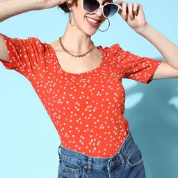 Berrylush Women Deep Red Floral Vacay Attire-image-6