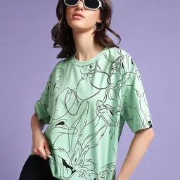 Bewakoof Printed Oversized Pure Cotton T-shirt-image-89