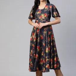 Poshak Hub Women Floral Printed Flared Sleeves Anarkali Kurta-picture-24