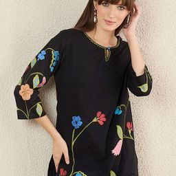 Indo Era Women Floral Printed Cotton Kurta with Trousers-picture-38