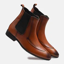 ITALIAN ELEGANZA Men Textured Leather Chelsea Boots-picture-14