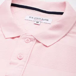 U.S. Polo Assn. Pure Cotton Self Striped Polo Collar Slim Fit T-shirt image 2