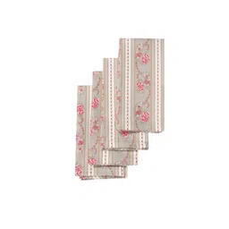 Contrast Living Set Of 4 Beige & Pink Printed Napkins image 2