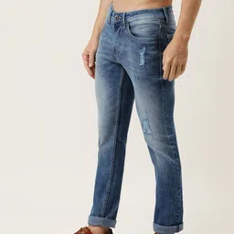 Flying Machine Men Blue Micheal Slim Tapered Fit Mildly Distressed Stretchable Jeans image 2