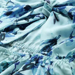 MELOSO Women Blue Floral Printed Cut-Outs A-Line Dress image 4